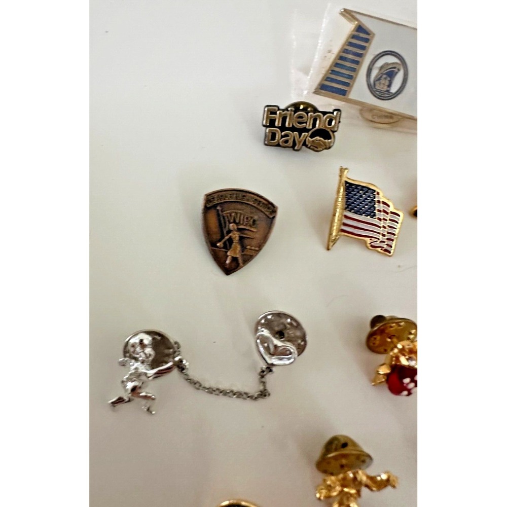 Pin Lot USA Flag Angel Horse ladybug Bear Sailboat Apple heart Set of 20 - Picture 8 of 8